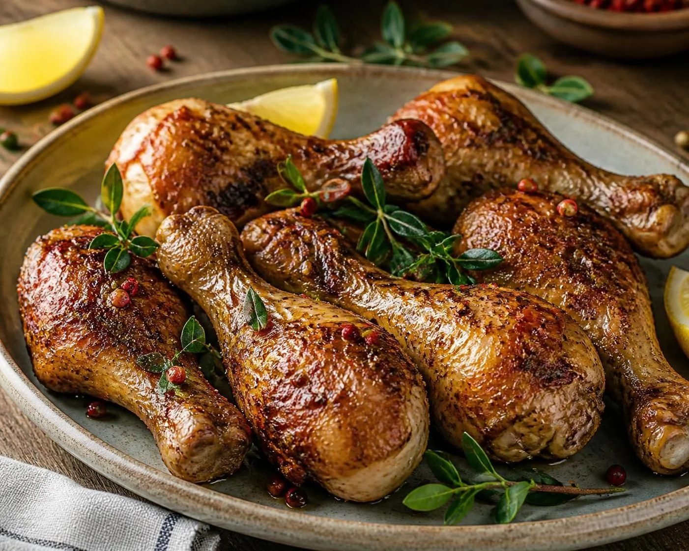 Pilons de poulet au myrte et au poivre rose : la recette